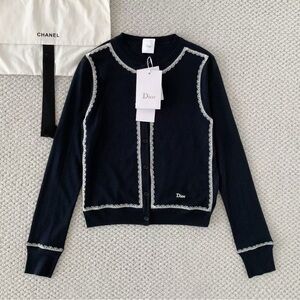 Dior Black Cardigan with White Contrast Trim 2026